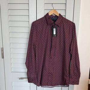 NWT Ted Baker London Maroon Geometric Shirt